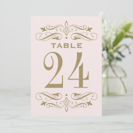 Convite Número de Mesa Casamento Pink Gold Vintage Flouris