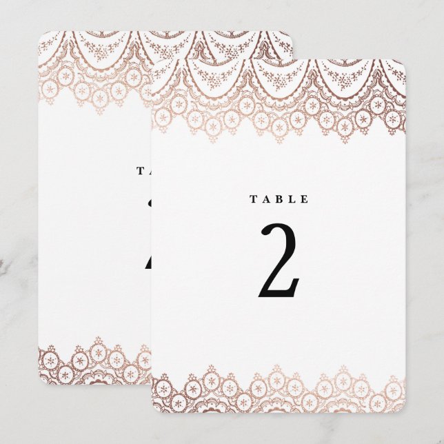 Convite Número de Mesa Casamento Renda Dourada Rosa Delica (Frente/Verso)
