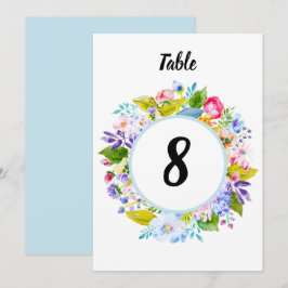 Convite Número de Mesa Casamento Romântico Floral Azul Sua