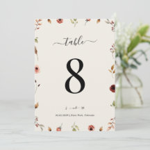 Número de Mesa Casamento Rustico Boho Flores Silve