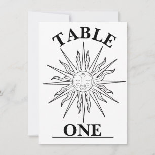 Convite Número de mesa celestial do sol caprichoso preto e