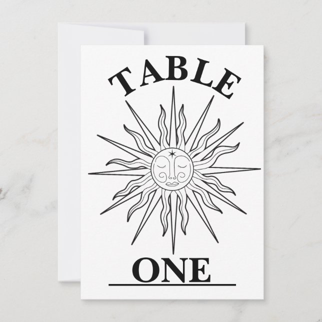Convite Número de Mesa Celestial Sol Caprichoso Preto e Br (Frente)