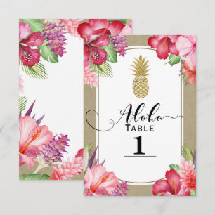 Convite Número de Mesa de Abacaxi Dourado Floral Exótico T