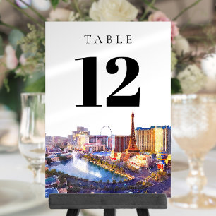 Convite Número de Mesa de Aquarela de Las Vegas Nevada