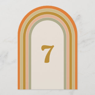 Convite Número de Mesa de Casamento Arqueado Retro Arco-ír