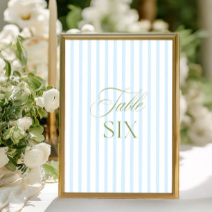 Convite Número de Mesa de Casamento Azul e Verde Sage Eleg