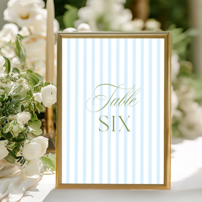 Convite Número de Mesa de Casamento Azul e Verde Sage Eleg (Elegant Sage Green & Blue Wedding Table Number)