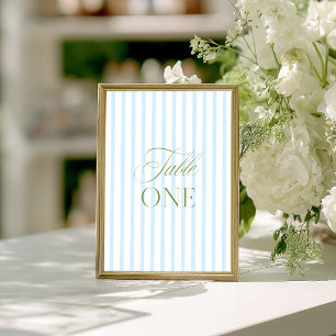 Convite Número de Mesa de Casamento Azul e Verde Sage Eleg