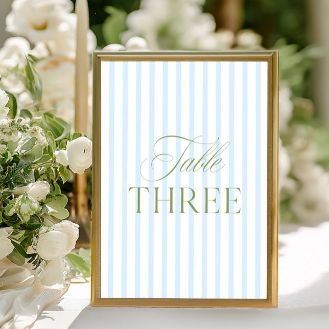 Convite Número de Mesa de Casamento Azul e Verde Sage Eleg (Elegant Sage Green & Blue Wedding Table Number)