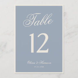 Convite Número de Mesa de Casamento Azul Empoeirado Elegan