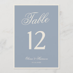 Convite Número de Mesa de Casamento Azul Empoeirado Elegan