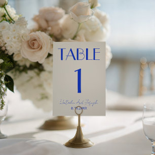 Convite Número de Mesa de Casamento Azul Ivory Old Money