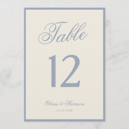 Convite Número de Mesa de Casamento Azul Poeirento Creme E