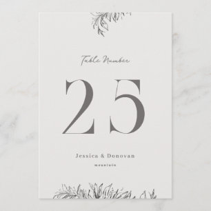 Convite Número de Mesa de Casamento Botânico 5 x 7