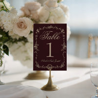 Número de Mesa de Casamento Botânico Borgonha Flor