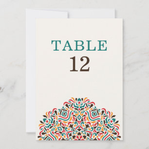 Convite Número de Mesa de Casamento Botânico Étnico Boho
