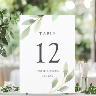 Convite Número de Mesa de Casamento Botânico Folhagem Verd