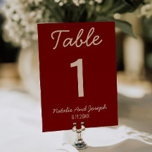Número de Mesa de Casamento Burgundy Old Money Cap