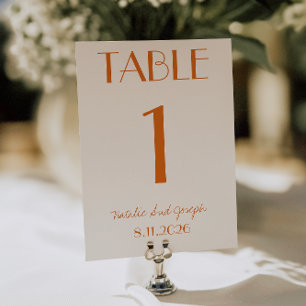 Convite Número de Mesa de Casamento Caprichoso Laranja Mod