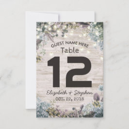 Convite Número de Mesa de Casamento Chic Floral com Luzes 