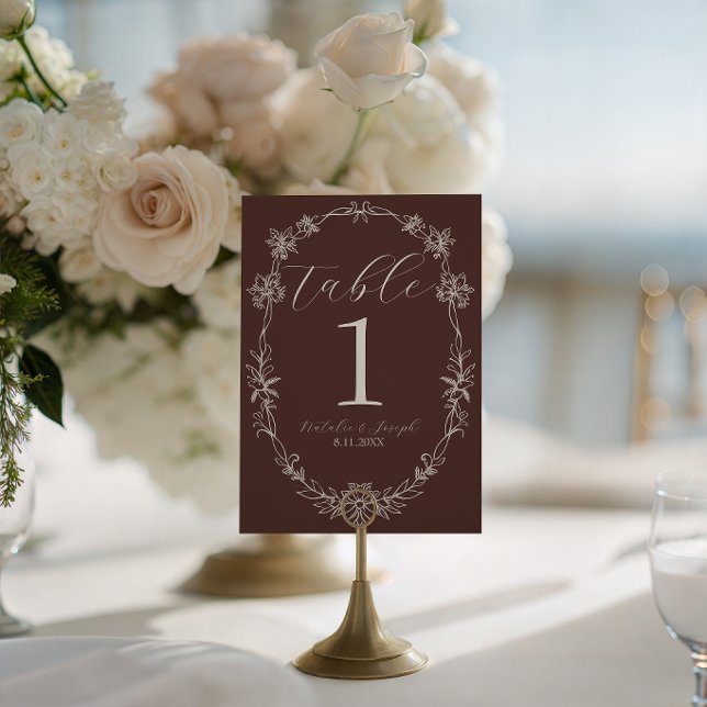 Convite Número de Mesa de Casamento Chocolate Cacau Old Mo (Criador carregado)