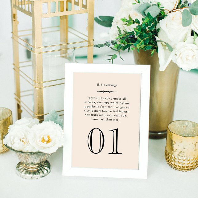 Convite Número de Mesa de Casamento Citação de Amor Elegan (Criador carregado)