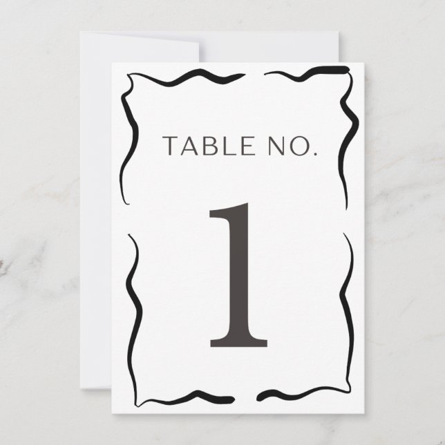 Convite Número de Mesa de Casamento Clássico – Borda Preta (Frente)