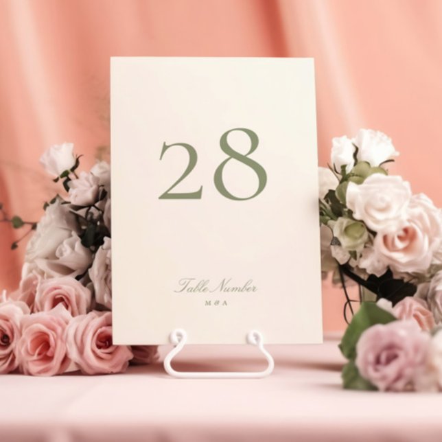 Convite Número de Mesa de Casamento Clássico Elegante Verd (Criador carregado)