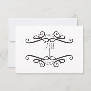 Convite Número de Mesa de Casamento Clássico Preto e Branc