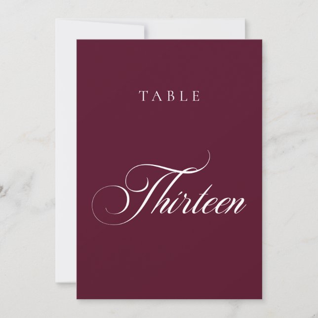 Convite Número de Mesa de Casamento com Caligrafia Clássic (Frente)