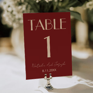 Convite Número de Mesa de Casamento com Creme Vermelho Esc