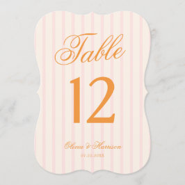 Convite Número de Mesa de Casamento com Faixa Rosa Laranja