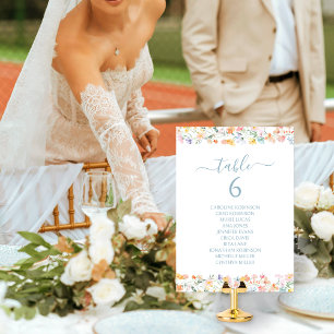 Convite Número de Mesa de Casamento com Flores Silvestres