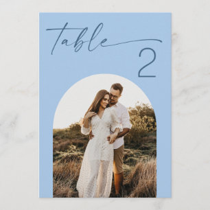 Convite Número de Mesa de Casamento com Foto Costeira Azul