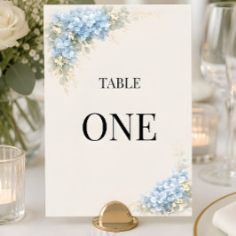 Convite Número de Mesa de Casamento com Hortênsia Azul Lux