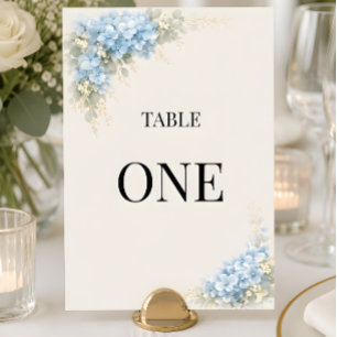 Convite Número de Mesa de Casamento com Hortênsia Azul Lux