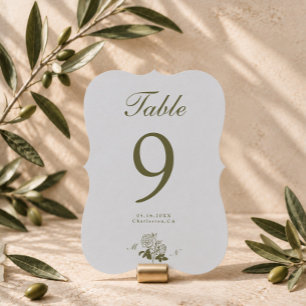 Convite Número de Mesa de Casamento com Monograma de Oliva