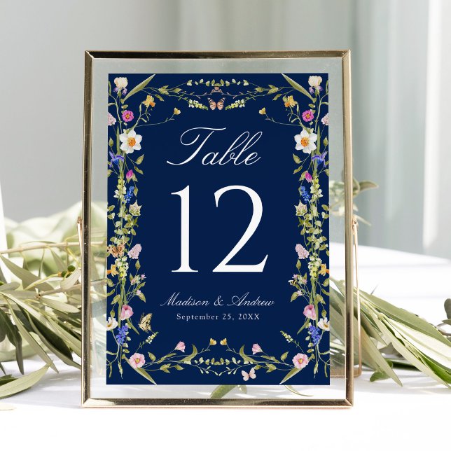 Convite Número de Mesa de Casamento com Prado de Flores Si (Criador carregado)