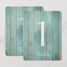 Número de Mesa de Casamento Concha Azul do Mar na 