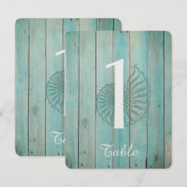 Convite Número de Mesa de Casamento Concha Azul do Mar na 