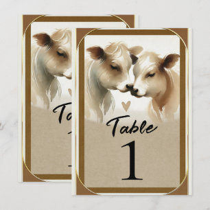 Convite Número de Mesa de Casamento Country Amor Vaca Marr
