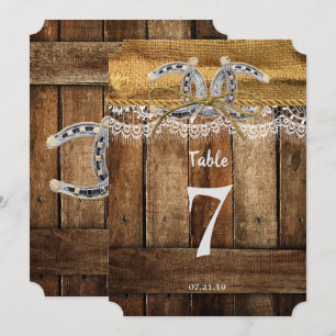 Convite Número de Mesa de Casamento Country Western Rústic