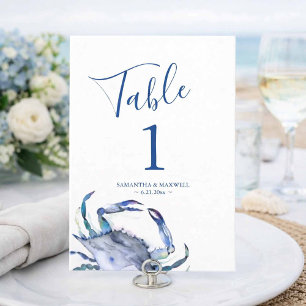 Convite Número de Mesa de Casamento de Caranguejo Aquarela