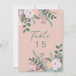Convite Número de mesa de casamento de eucalipto rosa flor