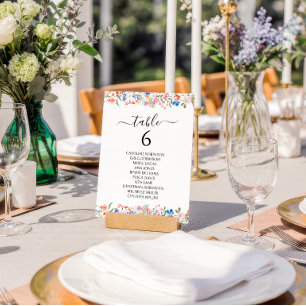 Convite Número de Mesa de Casamento de Flores Silvestres C