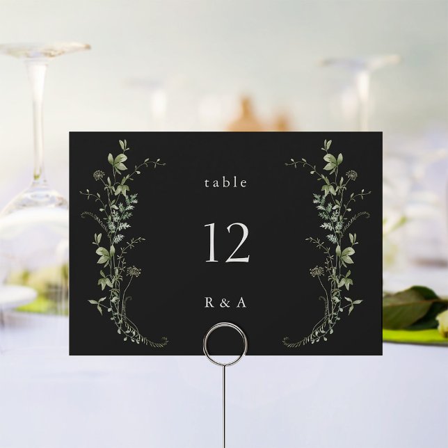 Convite Número de Mesa de Casamento de Flores Silvestres E (Criador carregado)
