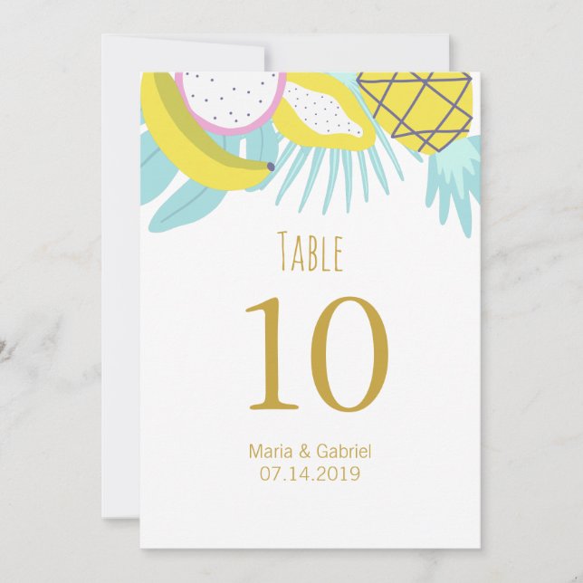 Convite Número de mesa de casamento de verão botânico trop (Frente)