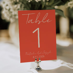 Convite Número de Mesa de Casamento Divertido Laranja Mode