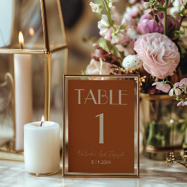 Convite Número de Mesa de Casamento Dourado Laranja Queima