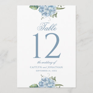 Convite Número de Mesa de Casamento Elegante em Azul Poeir